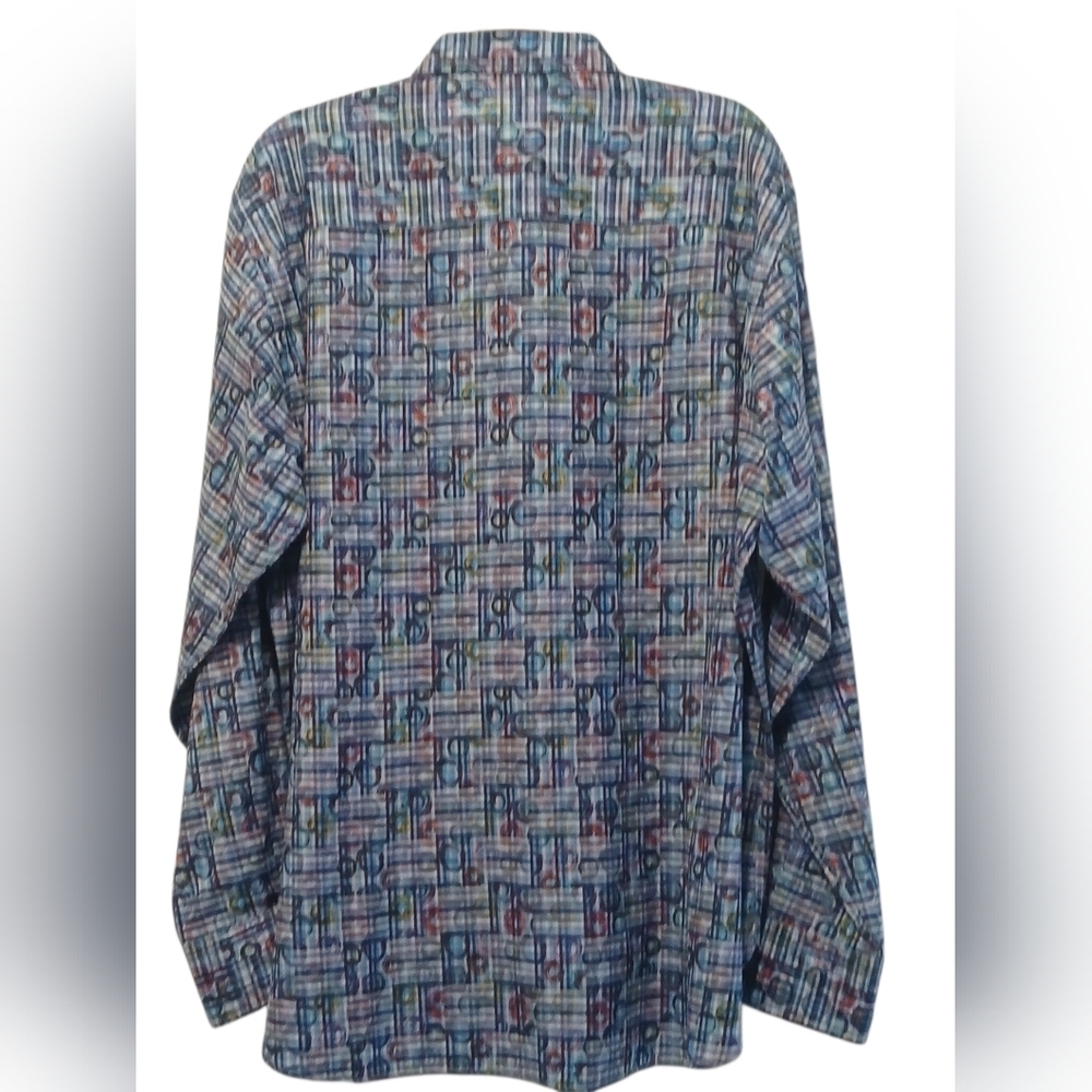 Visconti Black -NWOT Multi Colored Geometric Pattern, Long Sleeve, - Picture 3 of 8